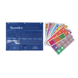Elementary Weekly Calendar with Weather Pocket Learning Chart for Classroom Home