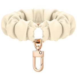 Exodmx Wristlet Keychain, Scrunchie Keychain Wristlet - Stretchy Key Chain for Car Keys, Cute Key Holder with Lobster Clasp for Women-white