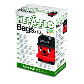 Numatic NVM-1CH HepaFlo' Disposable Filter Bags Pack - for the "Henry" HVR200A, the "Hetty" HET200A, the "James" JVP180, and the "Henry Micro" HVR200M Vacuum Cleaners - (10-Bags Per Pack)