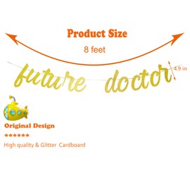 Etaredkj Gold Glitter Future Doctor Banner Congratulations Banner So Proud of You Medical School - Doctor Grad Party Bunting Decoration Supplies