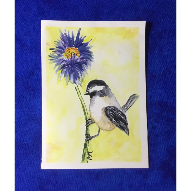Bird Set of 6 Original Art Bird Notecards, Handpainted Notecrds,
