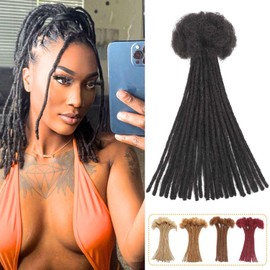Permanent Loc Extensions Human Hair 12 Inch 10 Strands 0.4 cm Dreadlock Extensions Human Hair Loc Extensions Dreads Extensions for Men Women Kids Real Human Hair Locs 1B Natural Black Handmade Locs