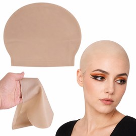Latex Bald Cap for Adults, Realistic Nude Bald Head for Halloween Costume