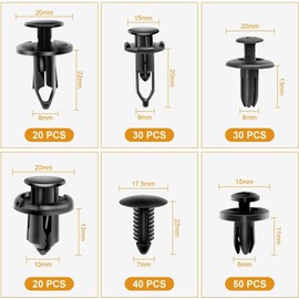 Alrens 190 Auto Befestigungsclips Niete Kunststoff, 6 verschiedene Arten Kunststoff Auto Reparatur Clips Trim für Citroen Peugeot Universal Auto Clips Trim