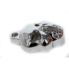 AfterMokit Replacement Horn Cover for Harley Davidson Dyna Softail Sportster Touring Trike Models with Cowbell 1986 and Up Chrome Plain Skull