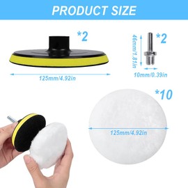 125 mm Wool Polishing Pads, 14-Piece Car Polishing Hood, Polishing Wheel Made of Wool, Polishing Disc, Car Polishing Hood, for Polishing Machine, Grinding Machine for Polishing, Grinding, Waxing