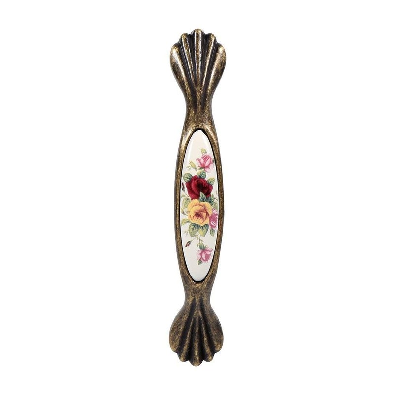 Beufee Ceramic Drawer Handles, Vintage Kitchen Cabinet Handle Antique Bronze