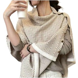 2025 New Shoulder Accessories Button-Detailed Knitted Cape Wrap 3-Way Wearable Scarf Cover Up Spring Fall Winter