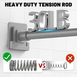 UIOSANRT Gray Shower Curtain Rod 31-79 inches, Stainless Steel Shower Rod & Tension Rod, Adjustable Tension Shower Curtain Rod for Bathroom, Windows, Closet
