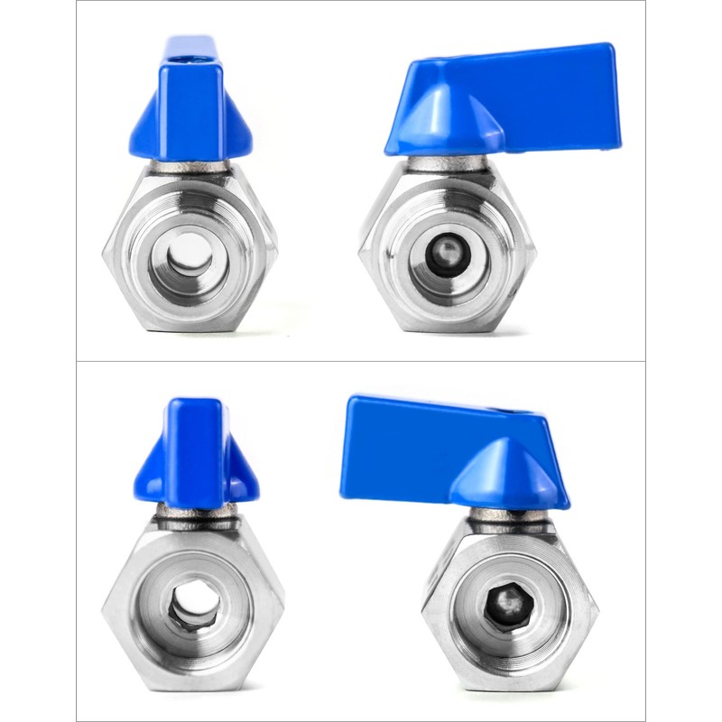 QWORK Mini Ball Valve, 4 Pack 3/8" NPT Thread Female