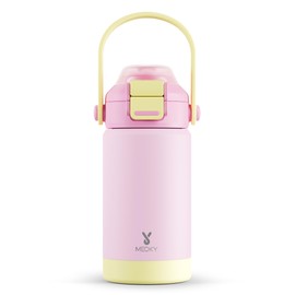 Meoky Insulated Water Bottle for Kids: 14 oz Toddler Water Bottle with Straw and Spout Lid - 100% Leakproof Stainless Steel Water Bottle BPA-Free for Travel School - Girls Daughter, Blush