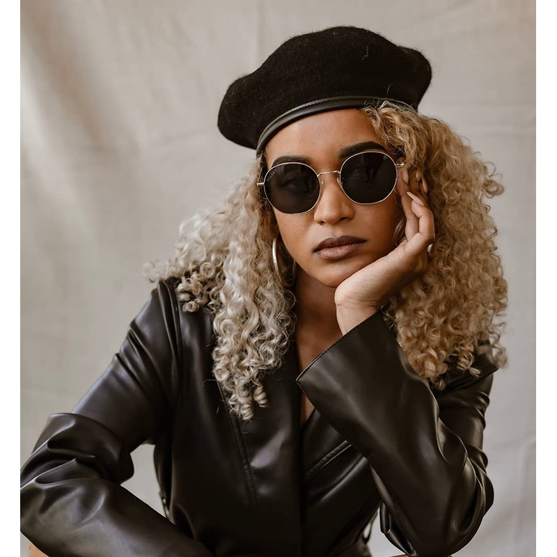 Gajaous British Military Berets with Leather Sweatband, Adjustbale Army Black