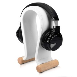 Navaris Universal Headphone Stand with Imitation Leather Cover – Headphone Holder, Gaming Headset Holder – On-Ear Headphone Stand – in Black
