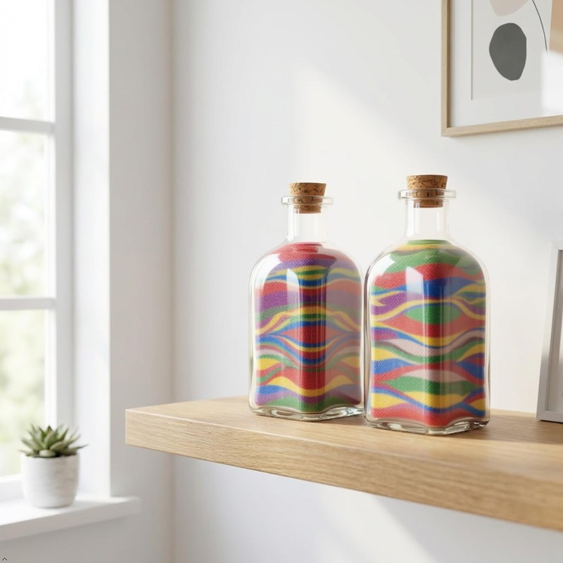 Magic Season Decorative Glass Bottles with Cork Stoppers (250 ml