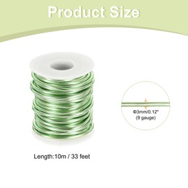HARFINGTON Alambre de Aluminio, 3mm x 10m Alambre Artesanal de Aluminio Anodizado, Flexible y Moldeable, para Esculpir Joyas, Modelado, Manualidades, Bricolaje, Verde Hierba