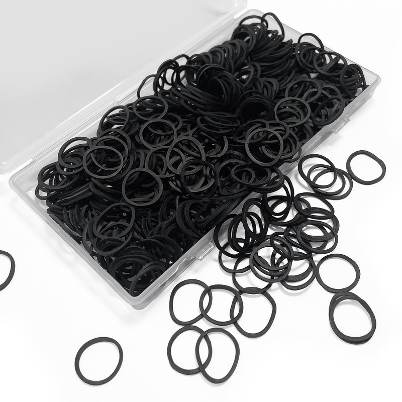 black Elastic Hair Bands，BEBEEPOO 500pcs Mini Rubber Bands with a