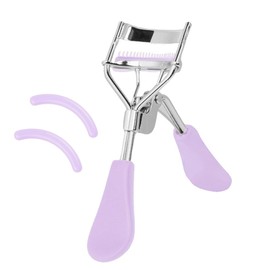 Awyidu Stainless Steel Eyelash Curler with Detachable Comb, Plastic Handle, Includes 2 Silicone Pads - Enhance Your Eye Makeup Look (Purple)