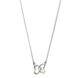 Orphelia 925 Silver Set Earrings + Necklace Intertwined Hearts with Freshwater Pearl