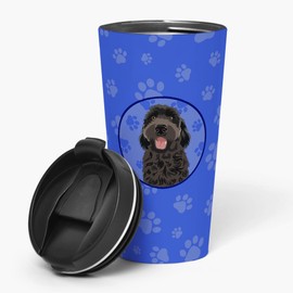 Caroline's Treasures WDK1046TBL215 Doodle Black #1 Stainless Steel 16 oz Tumbler, Blue Insulated Tumbler with Lid, Cute Travel Cup for Coffee, Cocktails, Gift Men, Dad, Women, Mother