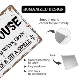 Outhouse Metal Sign Vintage Outhouse Always Open Relax & Sit A Spell Sign Outhouse Wall Decor for Living Room Bedroom Cave Office Hotel Cafe Bar Sign 8x12 Inch