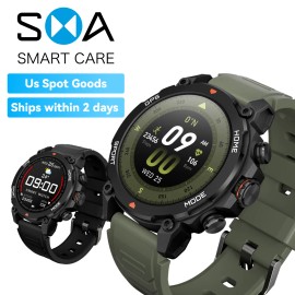 SMA 2026 Newest Smart Watch 1.43" HD Screen Bluetooth Call Fitness Tracker Heart Rate SpO2 5ATM US Stockcolor: Black+blck/green Silicone strap, model number: G6