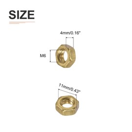 DTGN M6 x 1 mm (DxP) Hex Nuts - 10 Pack - Good for Home Garage Repair - Brass Hex Nuts - Gold Tone
