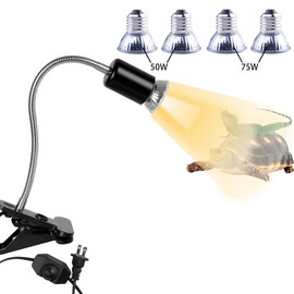 Reptile Heat Lamp, UVA UVB Reptile Light Basking Spot Lamp, UVA UVB Reptile Light, Aquatic Turtle Heating Lamp, Adjustable and Timed Terrarium Heat Lamps with 360° Rotatable Hose (Black)
