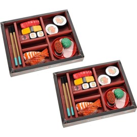 Plastic Toys Japanese Sushi Toy Bento Box Pretend Food Set | 19 Pieces Cutting Play Food Toy Set for Kids Age 3, 4, 5, 6, 7, 8, 9+ - Style: Set of 2