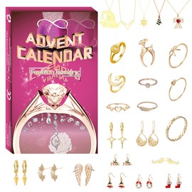 Christmas Advent Calendar 2022 for Girls with 24 Jewelry Charm Necklace Bracelet Earrings Rings Christmas Countdown Calendars for Kids
