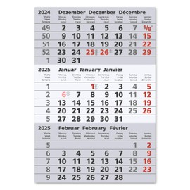 Truento Calendar (magnetic) for 2 years (2025 & 2026) - suitable for 3-month desk calendar, stainless steel