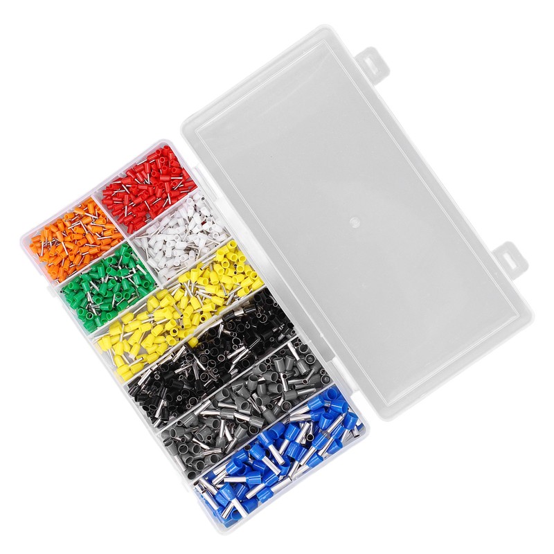 1000Pcs Wire Ferrules Terminals Kit Brass PP Ferrules Crimping Kits