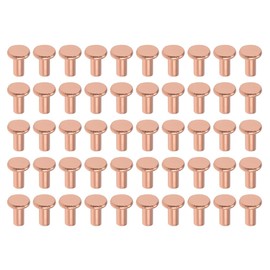 uxcell 100Pcs Copper Solid Rivets, 3/32" x 13/64" Flat Head Rivet Metal Fasteners for Electrical Applications, Leather Working Supplies