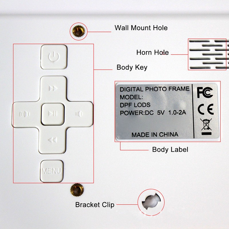 Digital Photo Frame 10in 1024x600 LCD Alarm Clock Remote Control