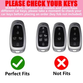 YILINXI Key Fob Cover with Diamond Perfume Keychain, Car Key Shell Compatible with Hyundai Sonata Santa fe Tucson (2020-2023) Remote Smart Key for Women, Silver-5 Buttons