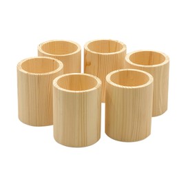 Cregugua 6-Pack 4 Inch Round Wood Pen Holder Unfinished Wooden Pencil Holder for DIY Crafts (3x3x4 Inches)