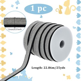 PH PandaHall 25 Yards Book Binding Headbands Bookbinding Endbands Bookbinding Tape Cloth Black Book Headband Book Repair Tape for Book Decor Repair Bookbinding Supplies 1/2 Inch Wide