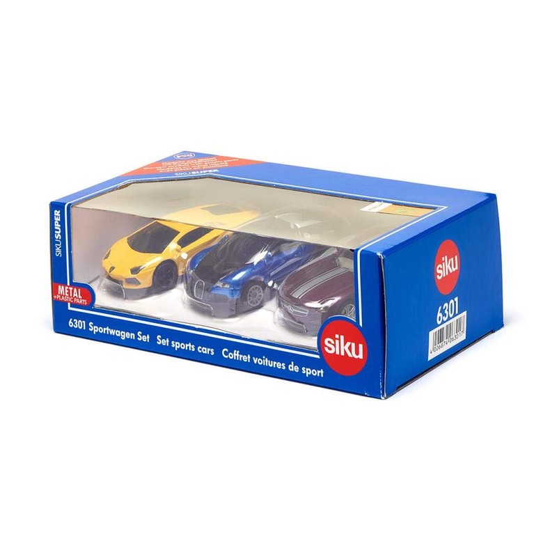 siku 6301, Geschenkset - Sportwagen, Metall/Kunststoff, Multicolor, Spielkombination, 3 Sportwagen