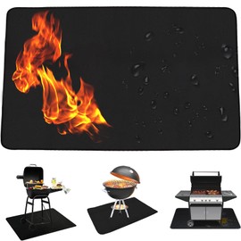 Fireproof Mat, Grill Mat, Floor Mat, BBQ Grill Mat, Heat Resistant, Reusable, Non-Stick Coating Grill Mat, Floor Protection Mat for Patio, Balcony & Garden, 35 x 34 cm