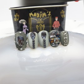 Black diamond handmade nail tips - Short Round Square / 블랙다이아 수제네일팁 - 숏라운드스퀘어