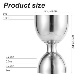 Cocktail Measuring Jigger, Double Sided Stainless Steel Bell Cocktail Jigger 0.25/0.5/0.75/1/1.5/2oz Drink Shot Measure Jigger for Bartending, Shot Measuring Cup Bartender Jigger for Bar Home