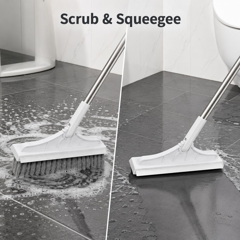 3-in-1 Cleaning Brush for Bathroom Floors and Tiles - Long