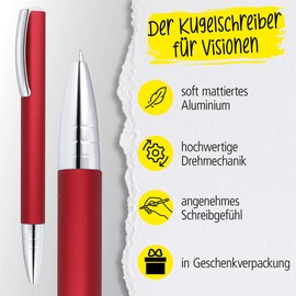 ONLINE Vision Wild Berry Ballpoint Pen I Twist Ballpoint Pen with Standard Large Refill in Medium Line Width, Ink Colour Black, Elegant Aluminium Ballpoint Pen in Gift Box