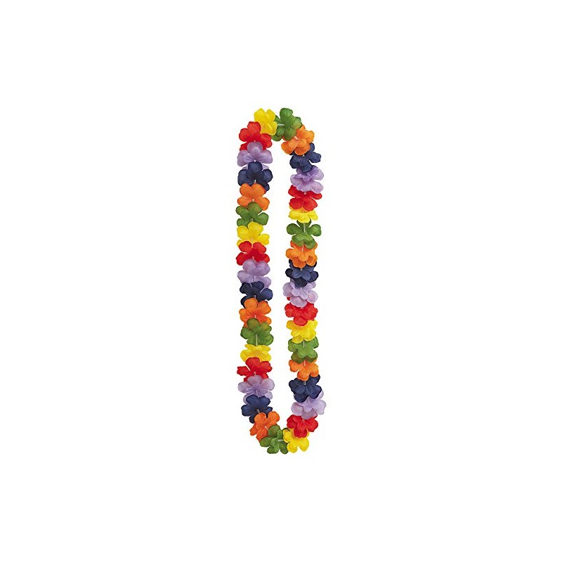 Unique Fabric Flower Luau Lei, 40", Rainbow