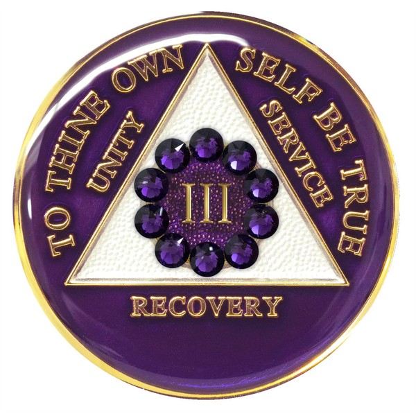 Recovery Mint Sobriety Chip AA Unity Purple Crystallized (3 Year)