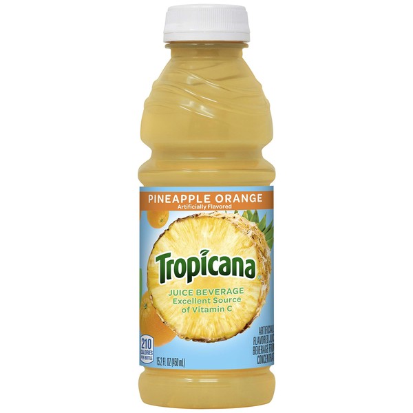 Tropicana Juice Beverage, Pineapple Juice, 15.2 fl oz (Pack of 12) - Real Fruit Juices, Vitamin C Rich, No Added Sugars, No Artificial Flavors