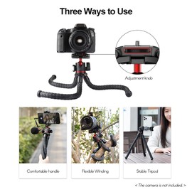 MT-33 Multifunctional Flexible Mini Octopus Tripod with Cold Shoe Mount 360° Rotatable Panoramic Ball Head Quick Release Plate Max. 2KG Load Bearing for Smartphone Camera Live Streaming Vlog Video