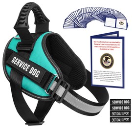 Service Dog Vest Harness + 50 ADA Information Cards + 4 Dog Patches, Animire Reflective Emotional Support Dog Vest with Sturdy Handle for Small, Medium, Large Dogs