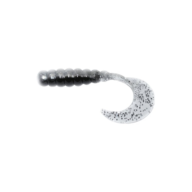 Big Bite Baits FG212 Fat Grub, Black and Silver Glitter