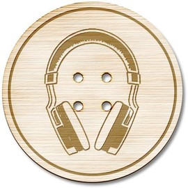 3 x 38mm 'Wireless Gaming Headset' Large Round Wooden Buttons (BT00120589)
