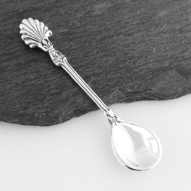 Sterling Silver Seashell Handle Salt Spoon or Mustard Spoon